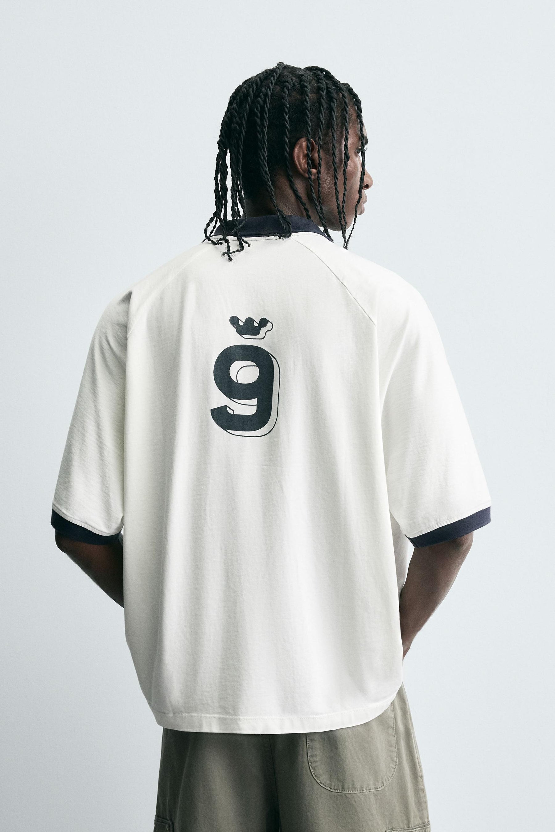 RETRO FOOTBALL PRINT POLO SHIRT - Image 3