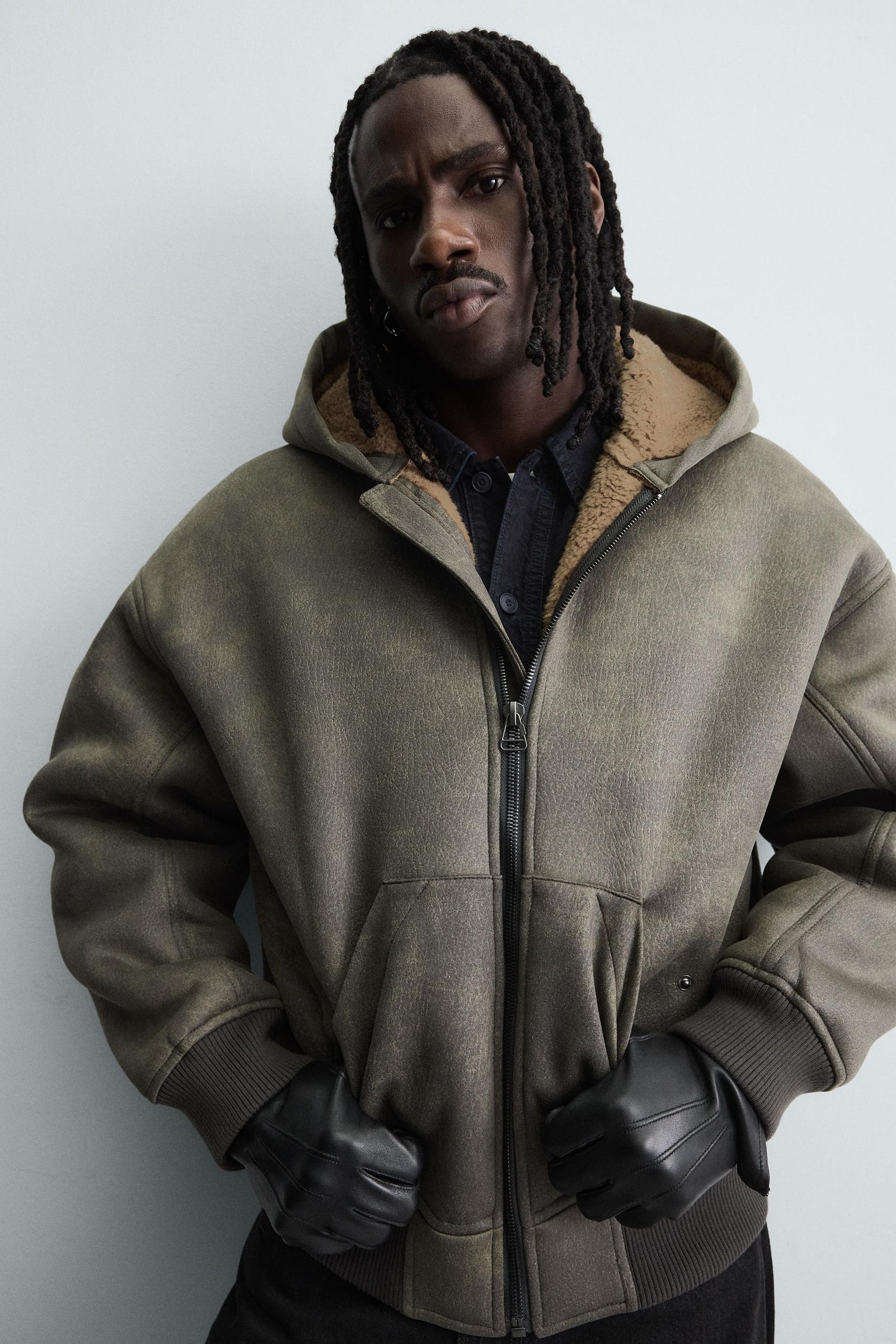 DOUBLE-FACED FAUX LEATHER WASHED JACKET - Image 5