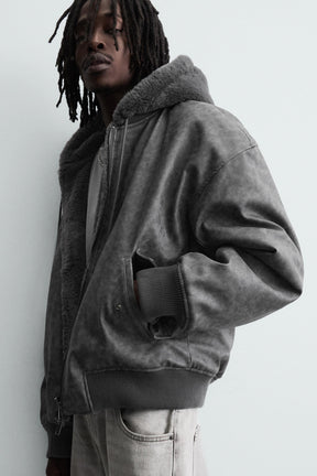 Reversible Faux Leather Bomber