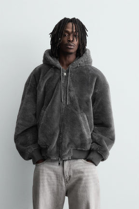 REVERSIBLE FAUX LEATHER BOMBER JACKET - Image 2