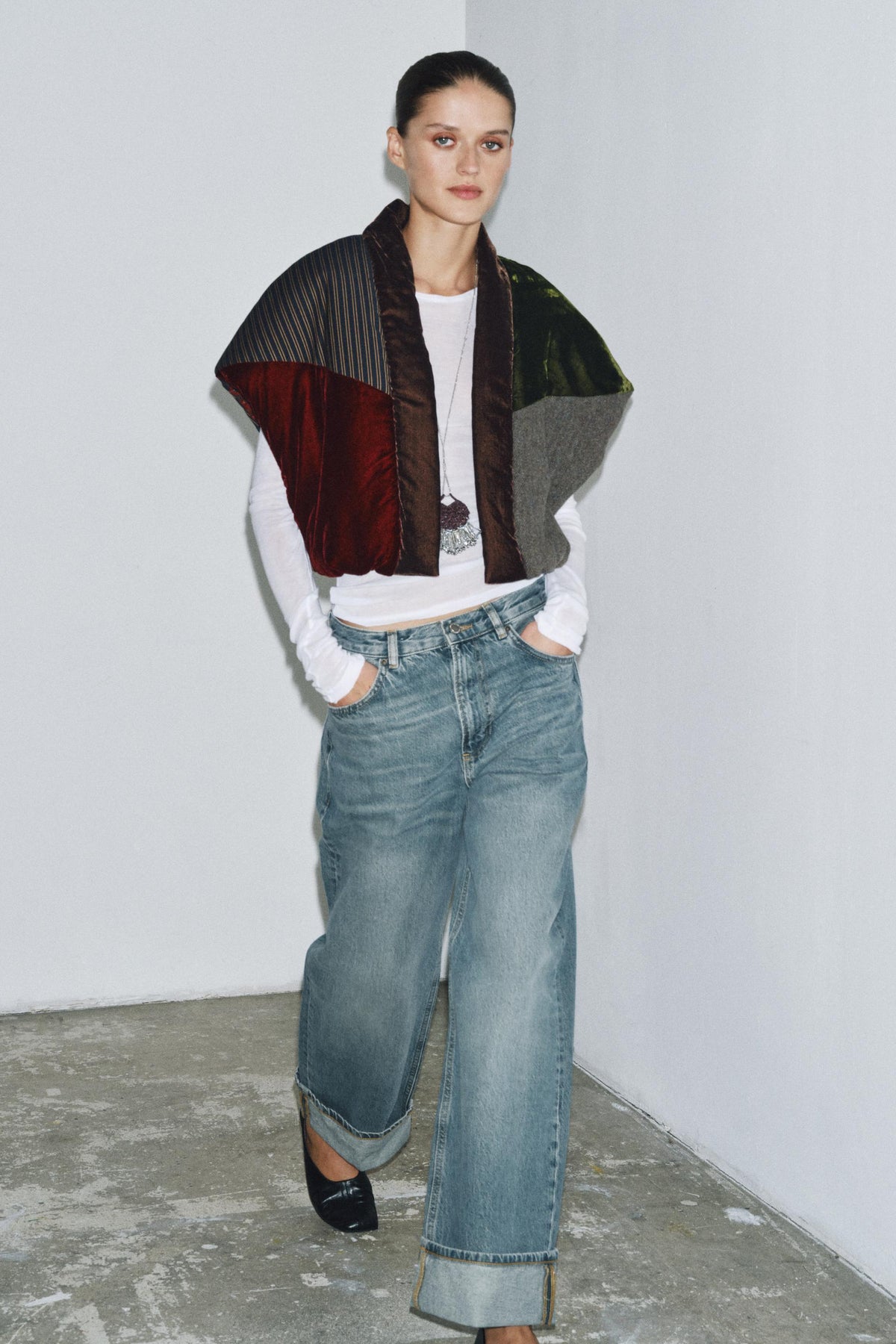 Quilted Velvet Contrasting Jacket