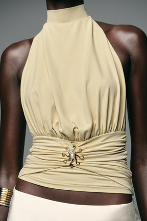 POLYAMIDE GATHERED TOP