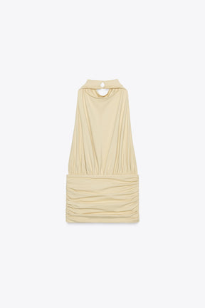 POLYAMIDE GATHERED TOP