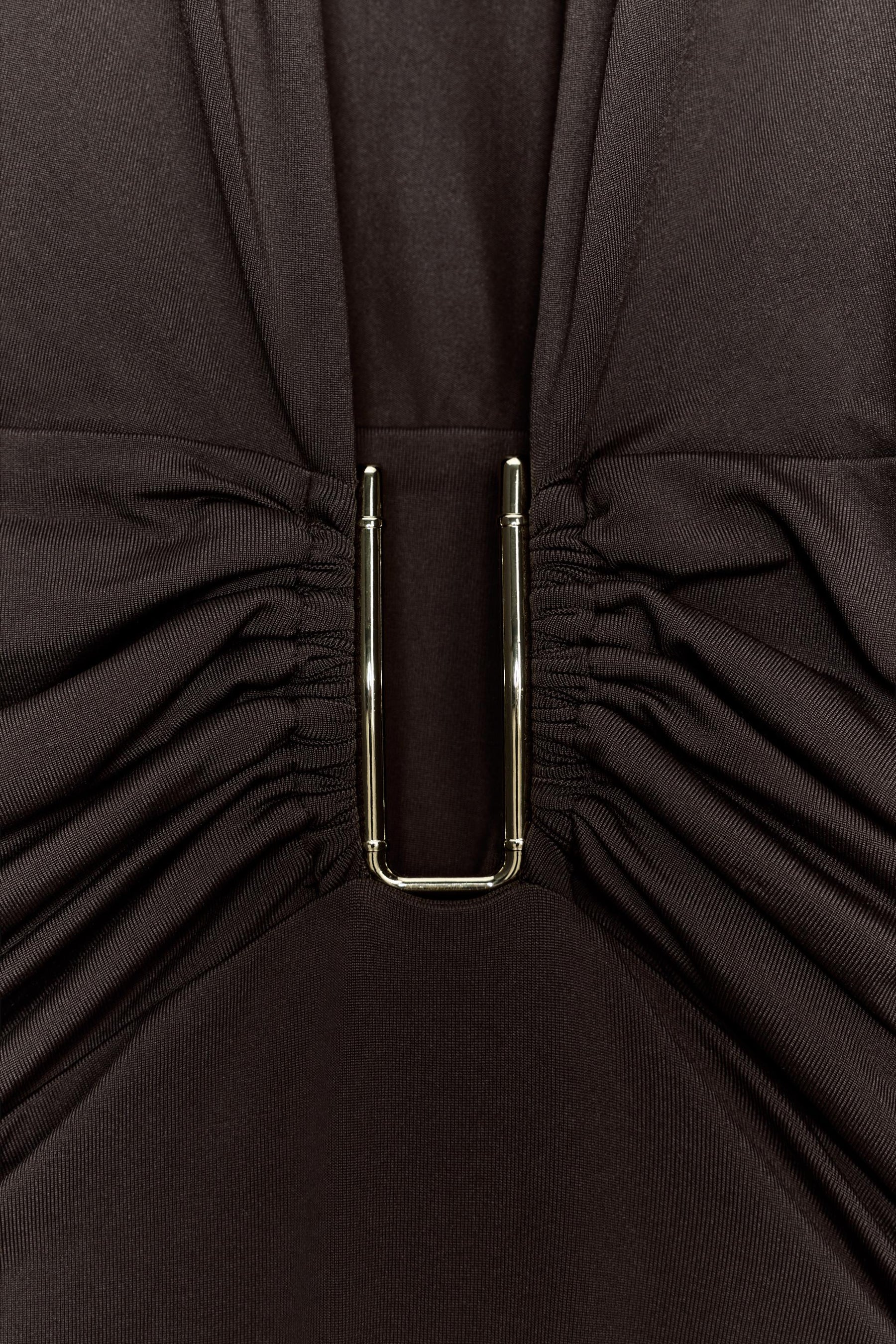 DRAPED POLYAMIDE BODYSUIT