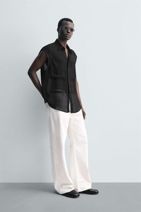 SEMI-SHEER SHIRT WITH POCKETS - Image 4