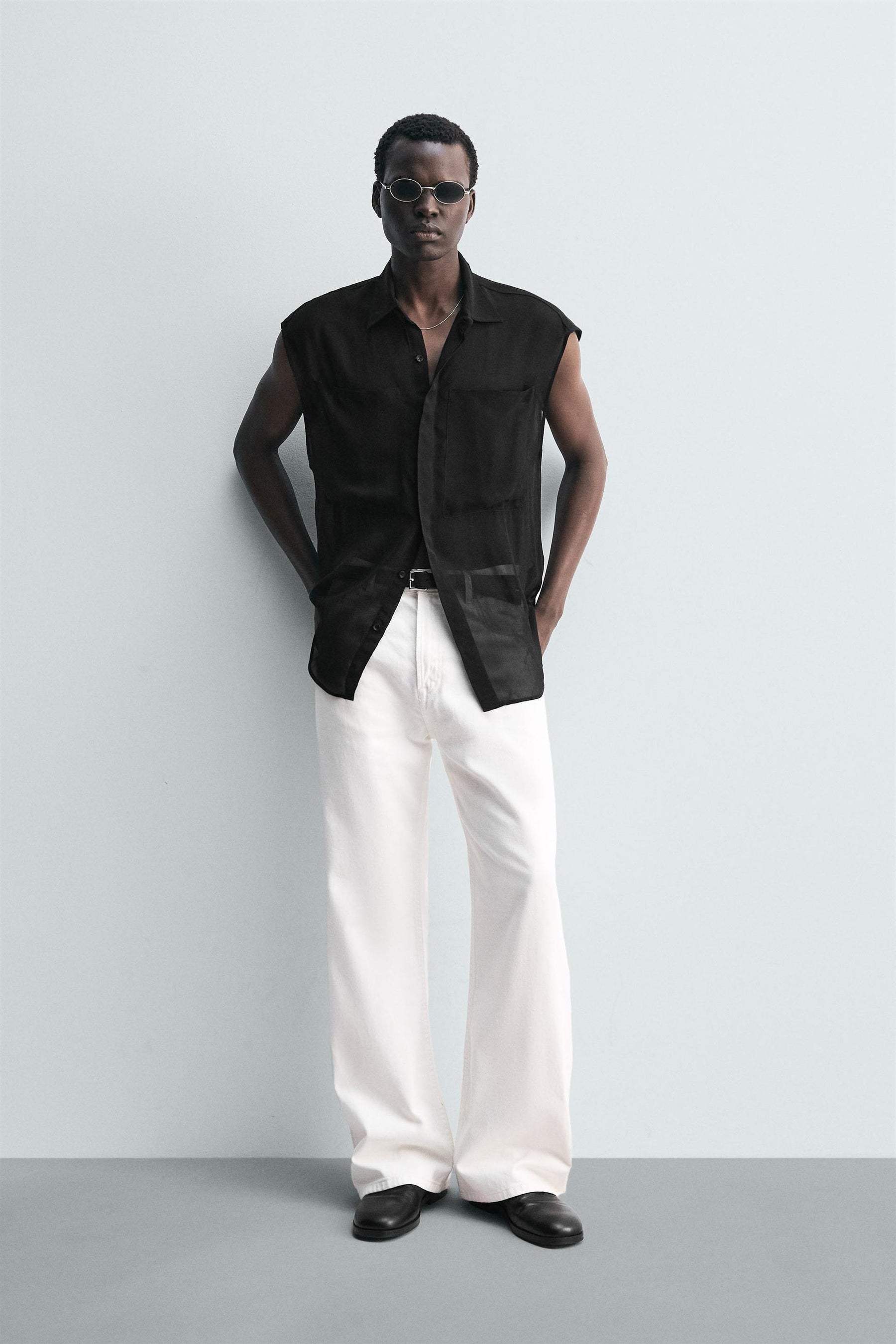 SEMI-SHEER SHIRT WITH POCKETS - Image 1