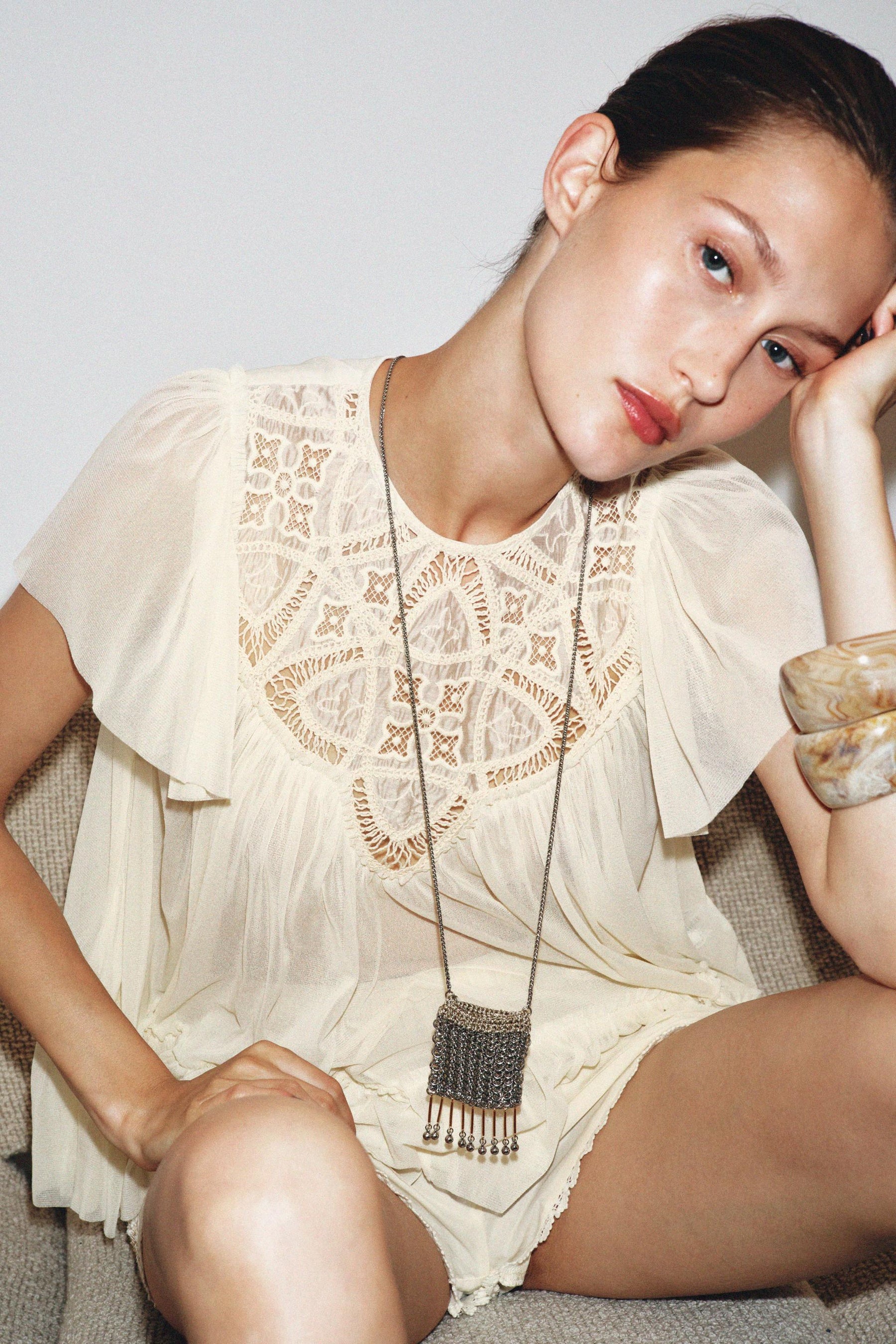 EMBROIDERED FLOWING BLOUSE