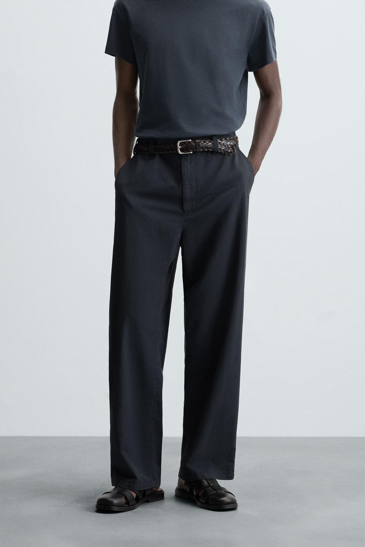 REGULAR FIT TEXTURED TROUSERS - Image 2