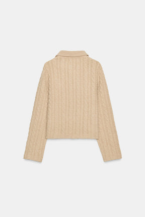 CABLE-KNIT JUMPER WITH JEWEL NECKLINE - Image 7