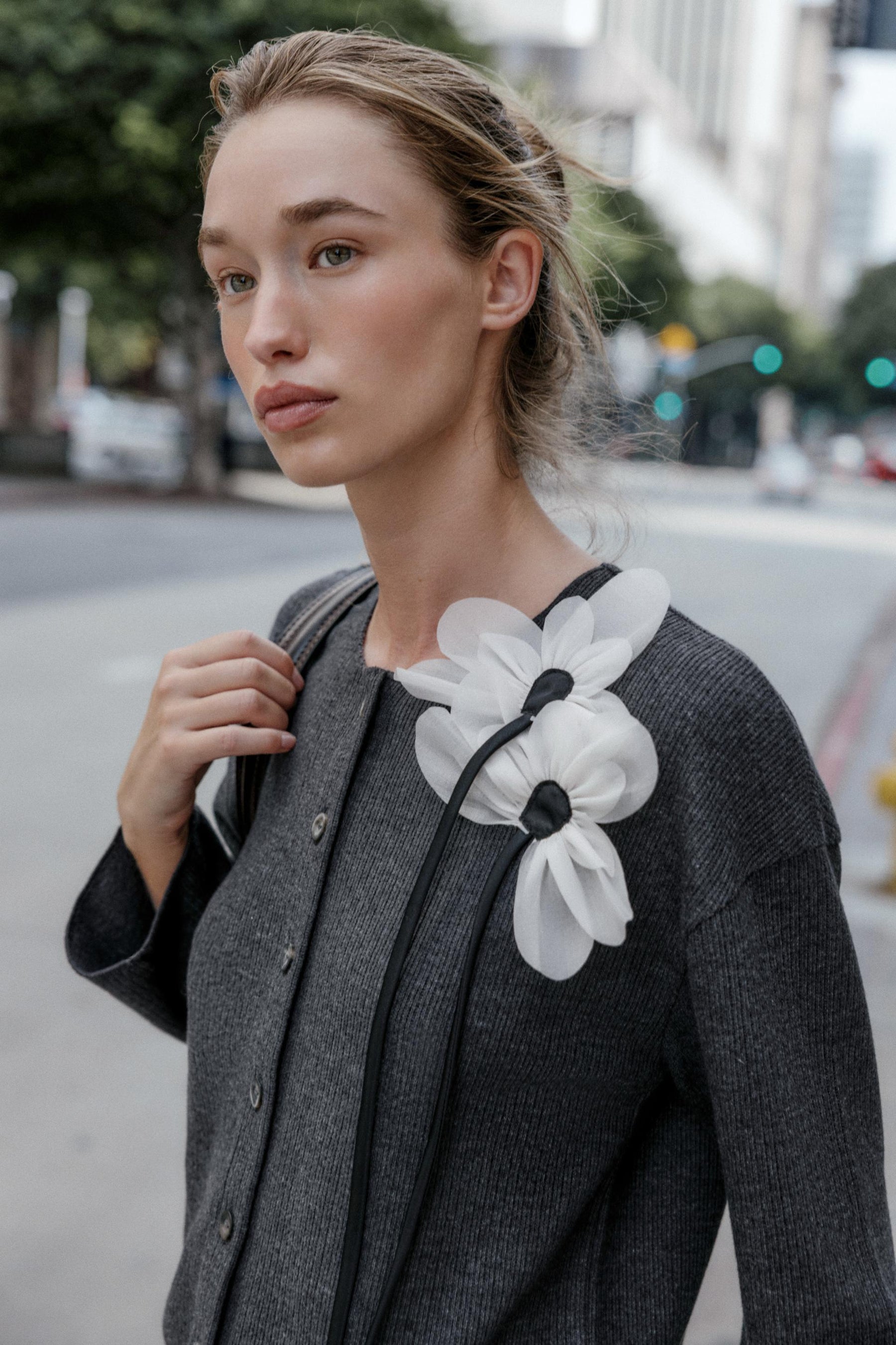 FLORAL RIBBED CARDIGAN