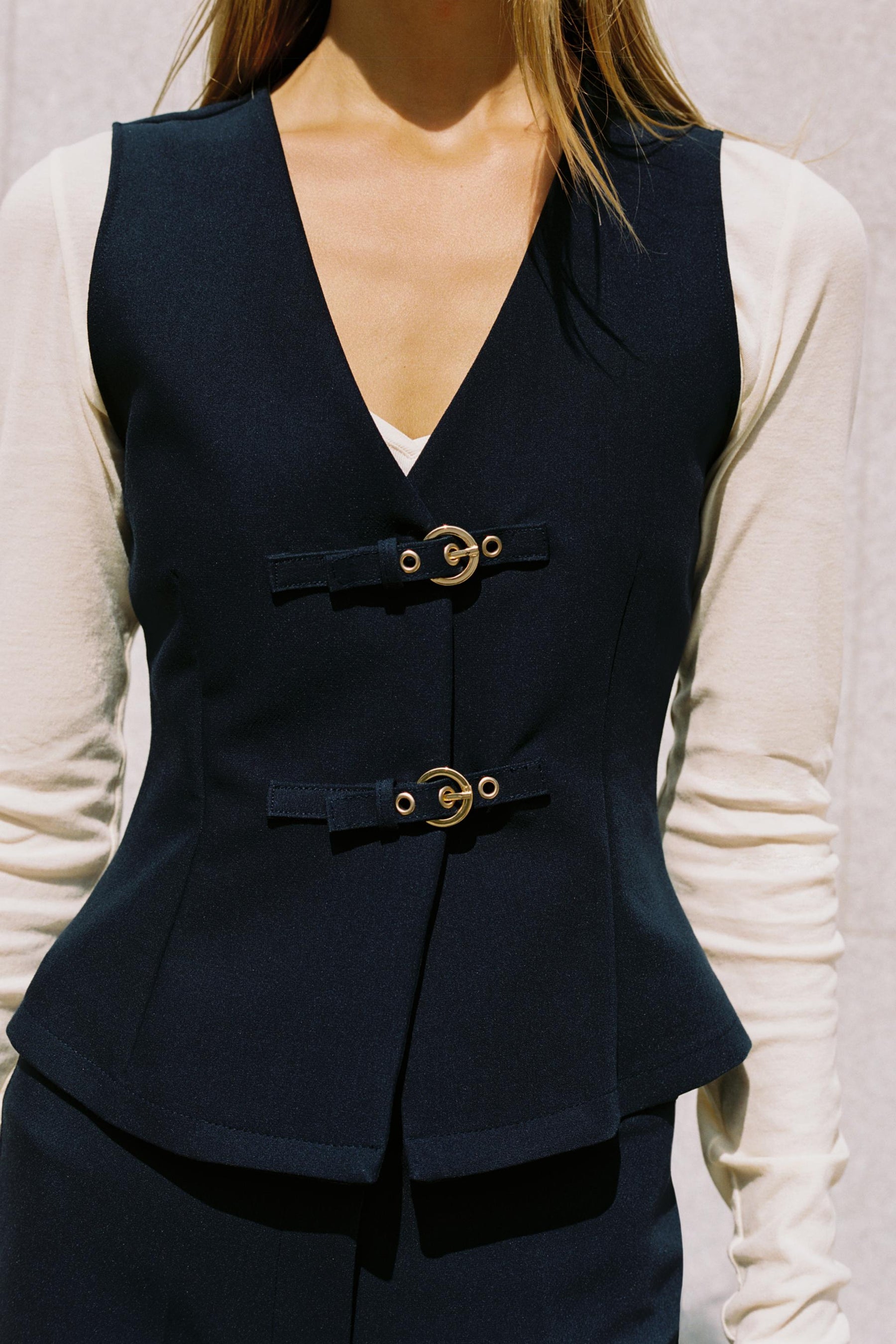 Buckle-Detailed Crepe Top