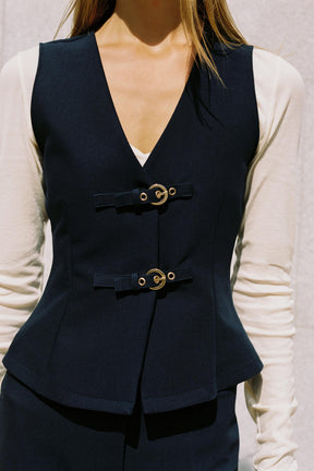 Buckle-Detailed Crepe Top