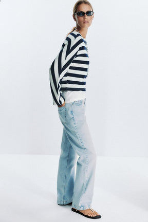 Striped Batwing Sleeve Jumper
