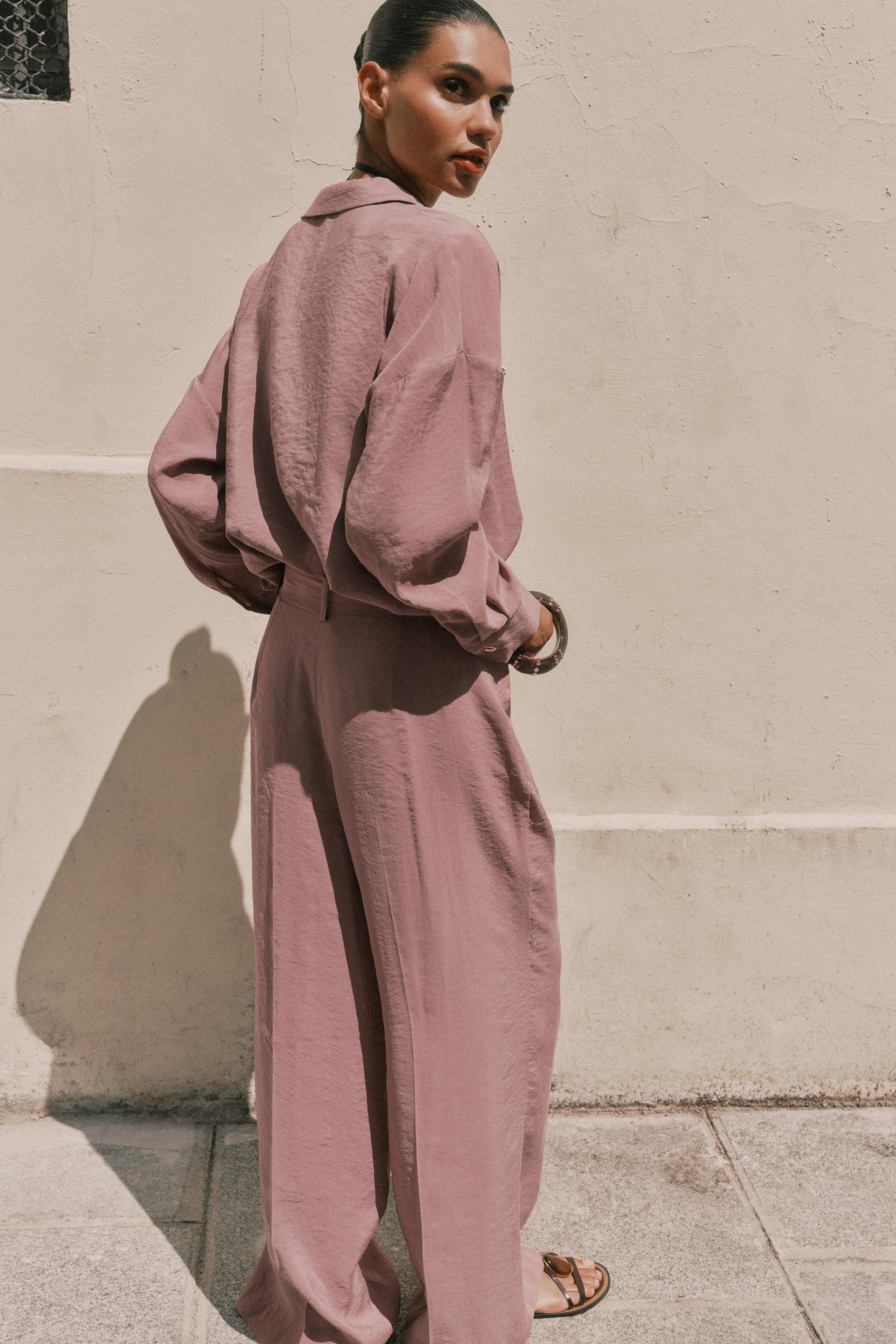 Wide-leg Trousers with Belt