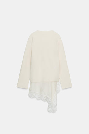 Asymmetric Lace Detail T-Shirt