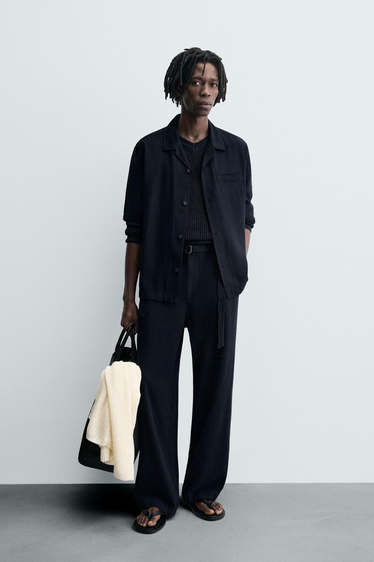 RELAXED FIT TROUSERS WITH BELT - Image 1