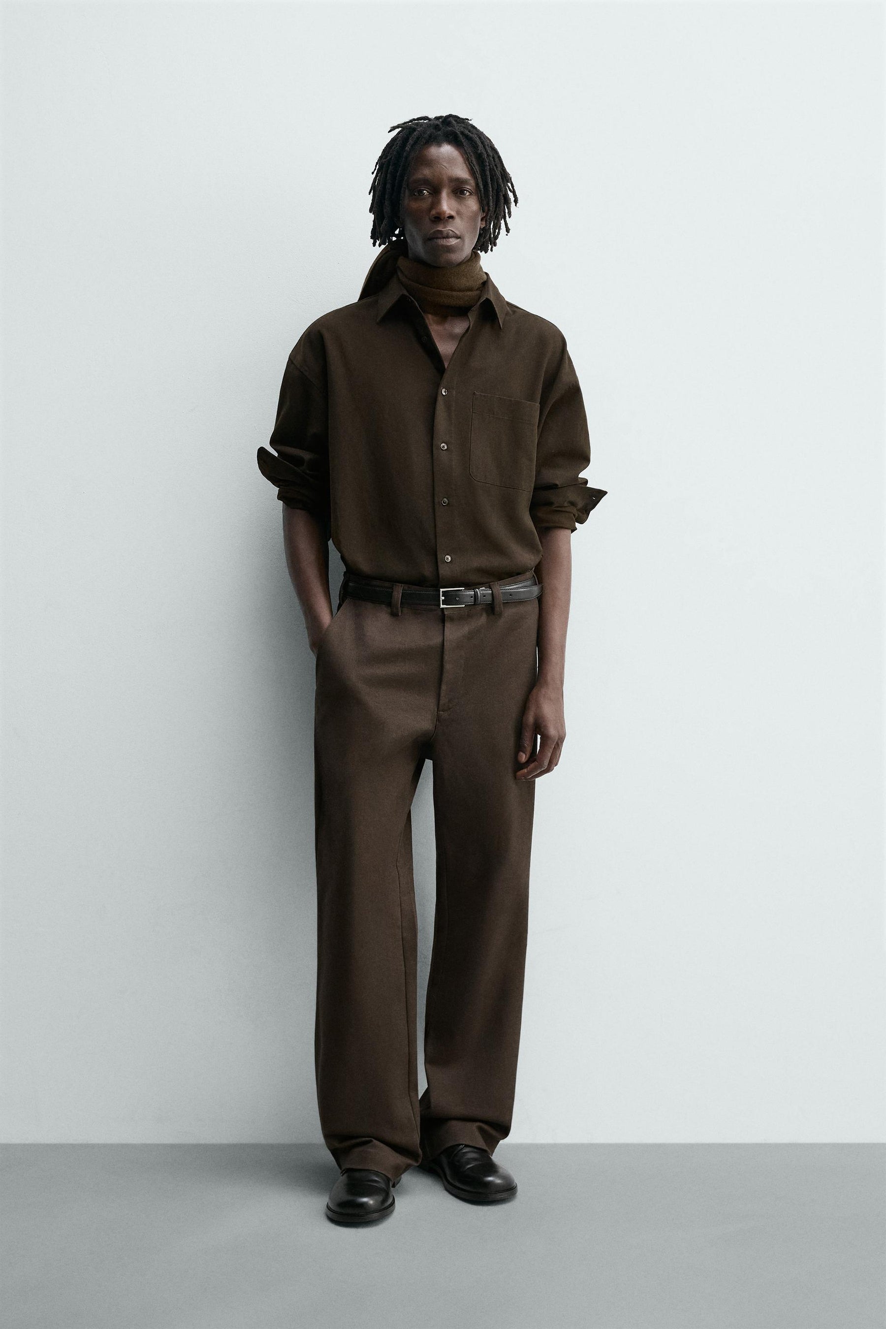 FLARE FIT TWILL TROUSERS - Image 1