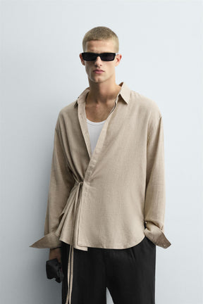 LINEN/VISCOSE TIE SHIRT - Image 2