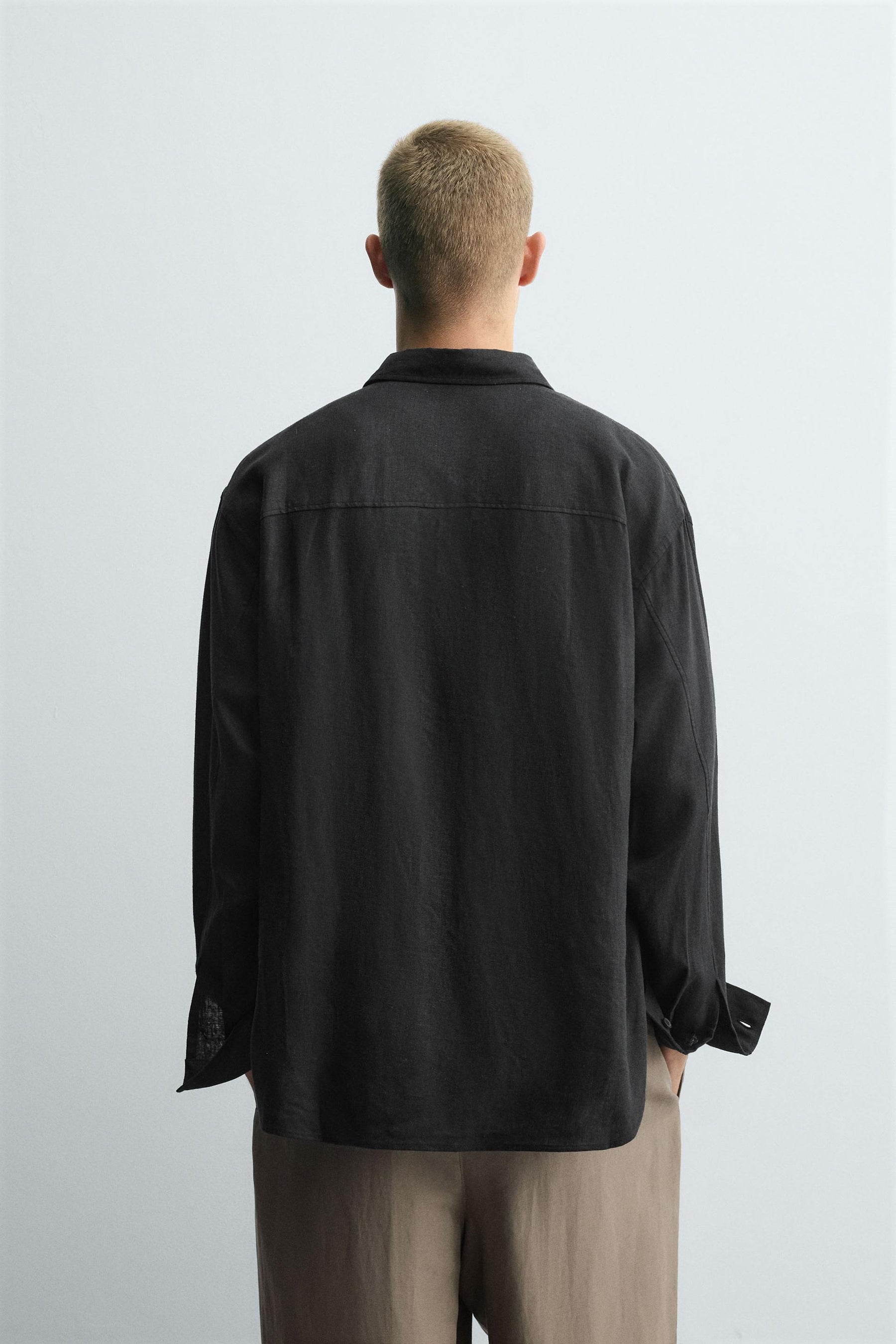 LINEN/VISCOSE TIE SHIRT - Image 3