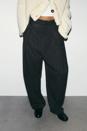 Pleated Striped Trousers