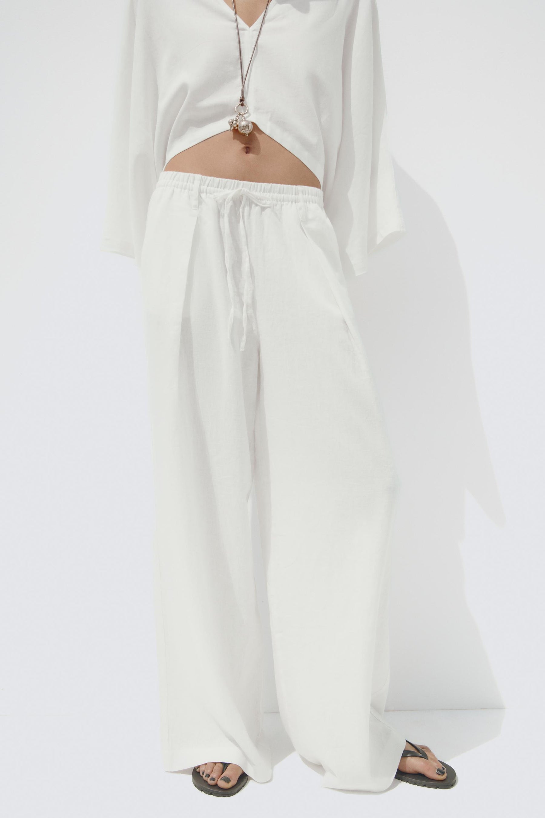 LINEN BLEND TROUSERS