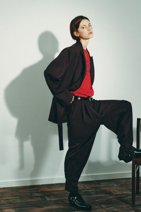 Pleated Trousers with Hem