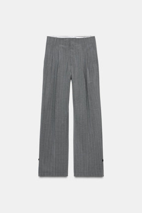 Pleated Button Hem Trousers