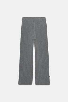 Pleated Button Hem Trousers