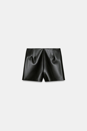 FAUX LEATHER HIGH-WAIST SHORTS