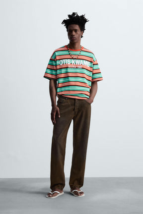 Striped Embroidered T-shirt - Image 1