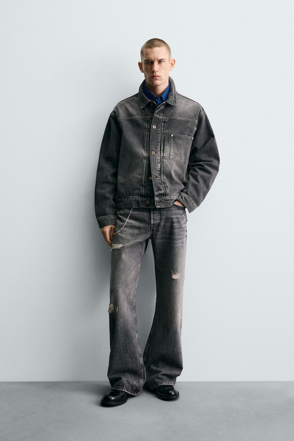 WASHED-EFFECT DENIM JACKET - Image 1