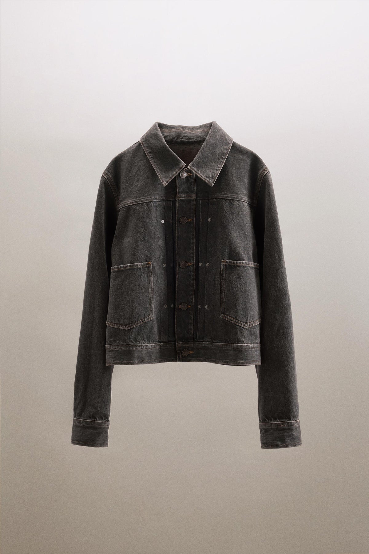 TRF DENIM JACKET WITH PLEATS AND SEAMS - Image 2