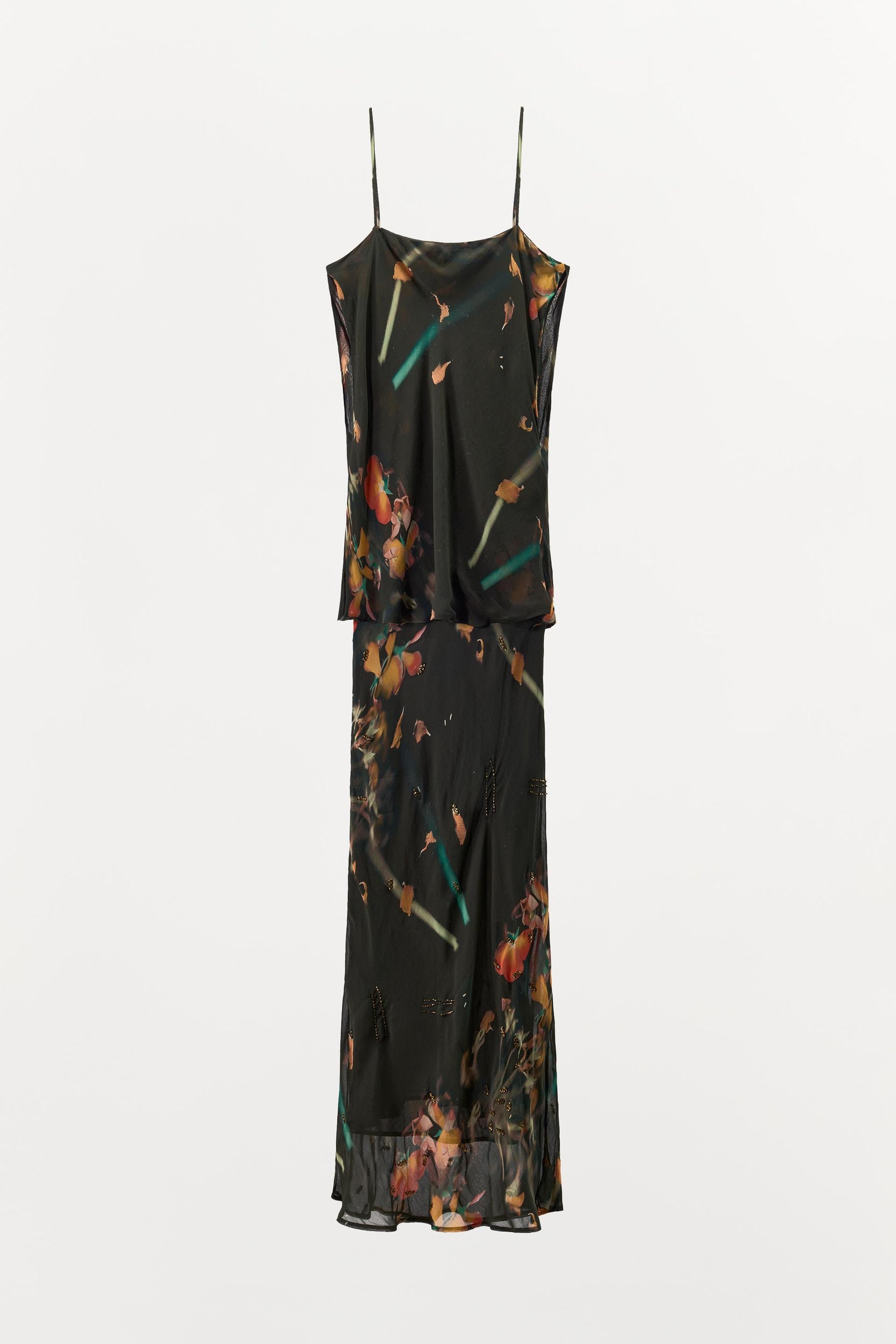 BEADED PRINTED CAPE DRESS - Image 6