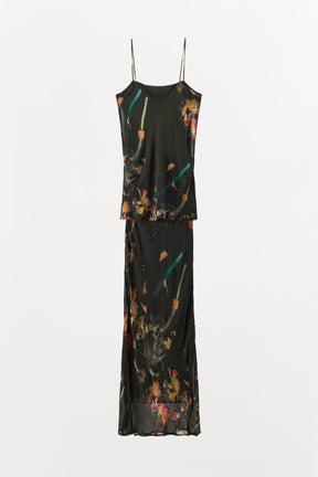 BEADED PRINTED CAPE DRESS - Image 7