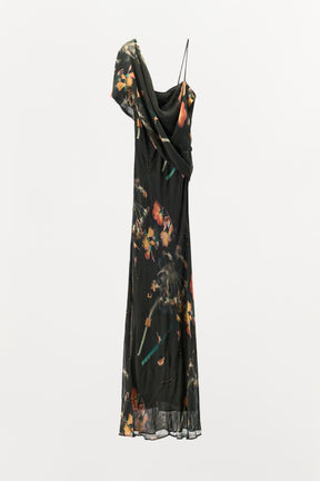BEADED PRINTED CAPE DRESS - Image 9