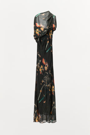 BEADED PRINTED CAPE DRESS - Image 10