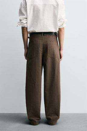 BALLOON FIT STRIPED JACQUARD TROUSERS - Image 3