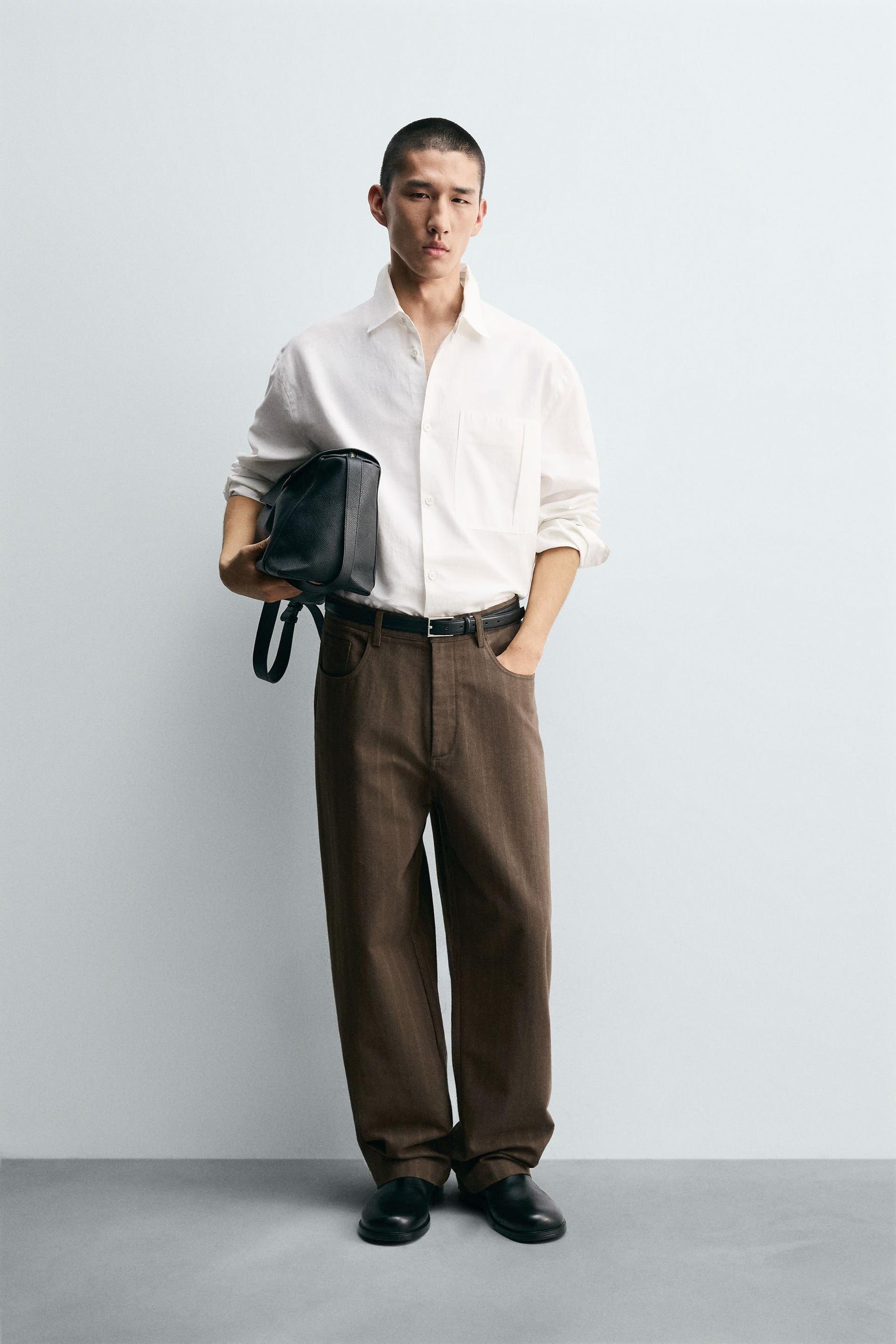 BALLOON FIT STRIPED JACQUARD TROUSERS - Image 1