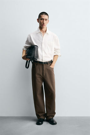 BALLOON FIT STRIPED JACQUARD TROUSERS - Image 1