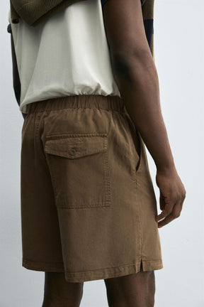 LYOCELL-COTTON RELAXED FIT BERMUDA SHORTS - Image 5