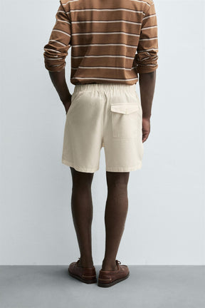 LYOCELL-COTTON RELAXED FIT BERMUDA SHORTS - Image 3