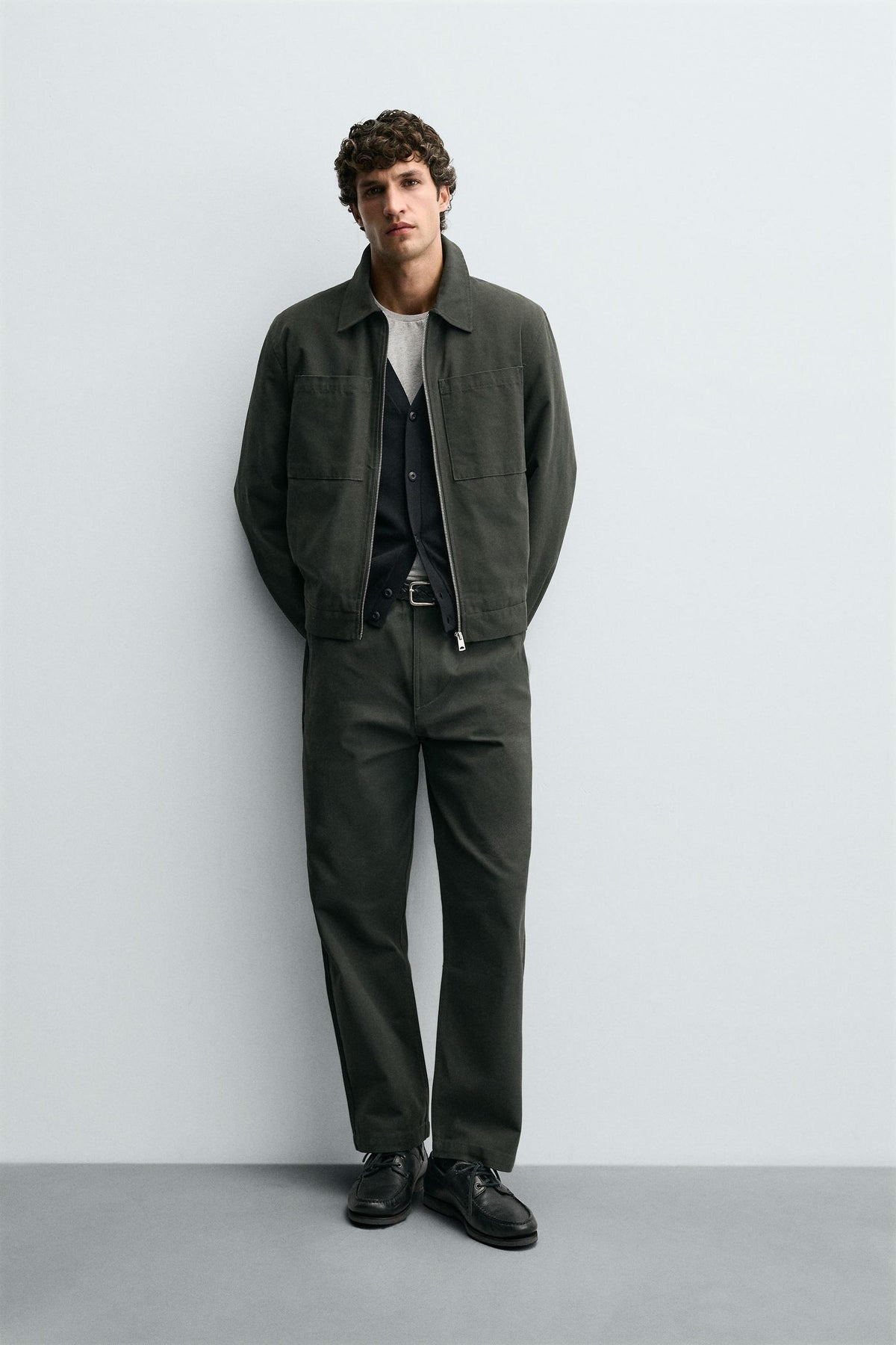 TEXTURED CANVAS TROUSERS - Image 1