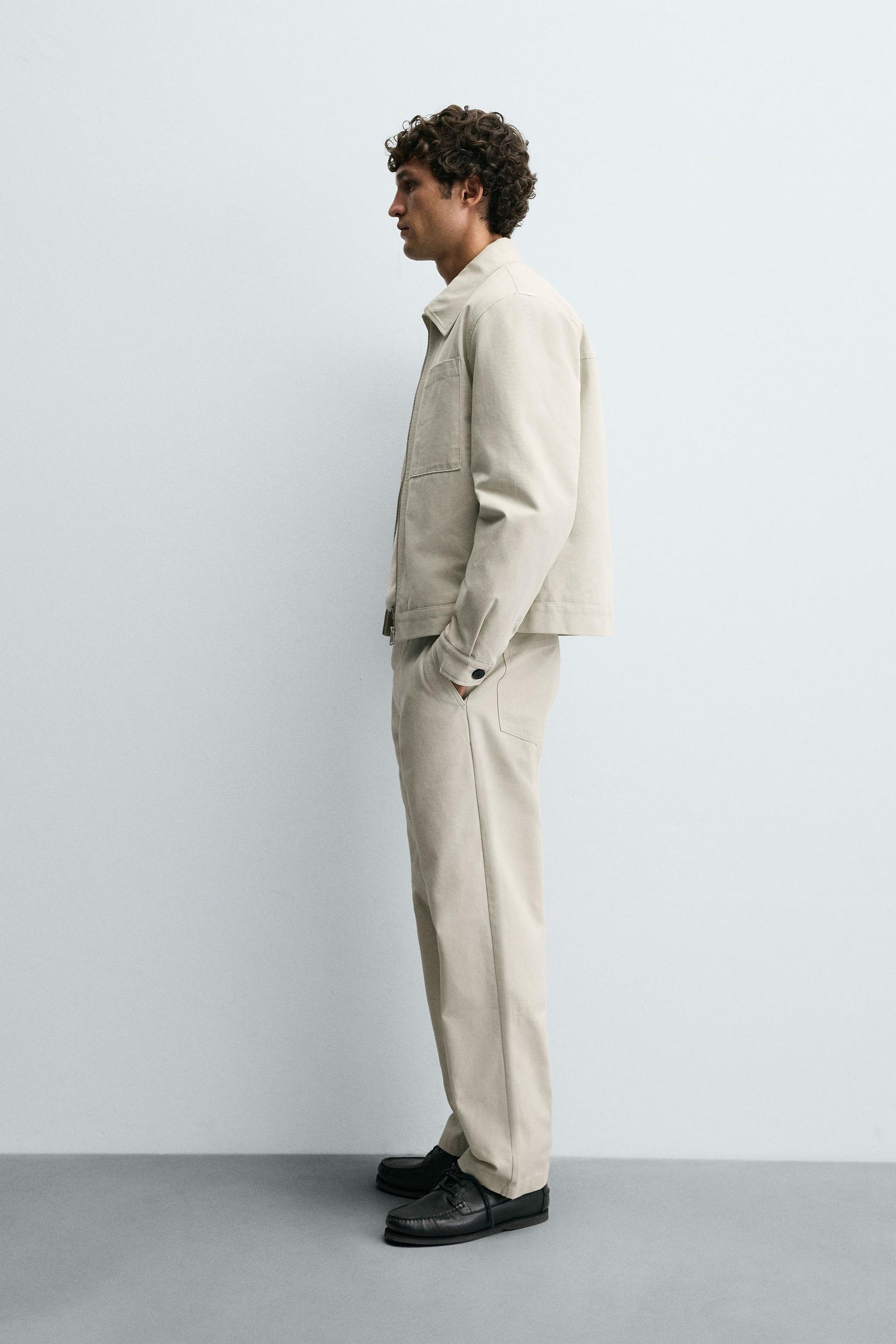 TEXTURED CANVAS TROUSERS - Image 4