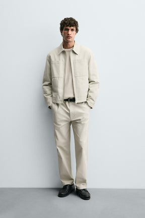 TEXTURED CANVAS TROUSERS - Image 1