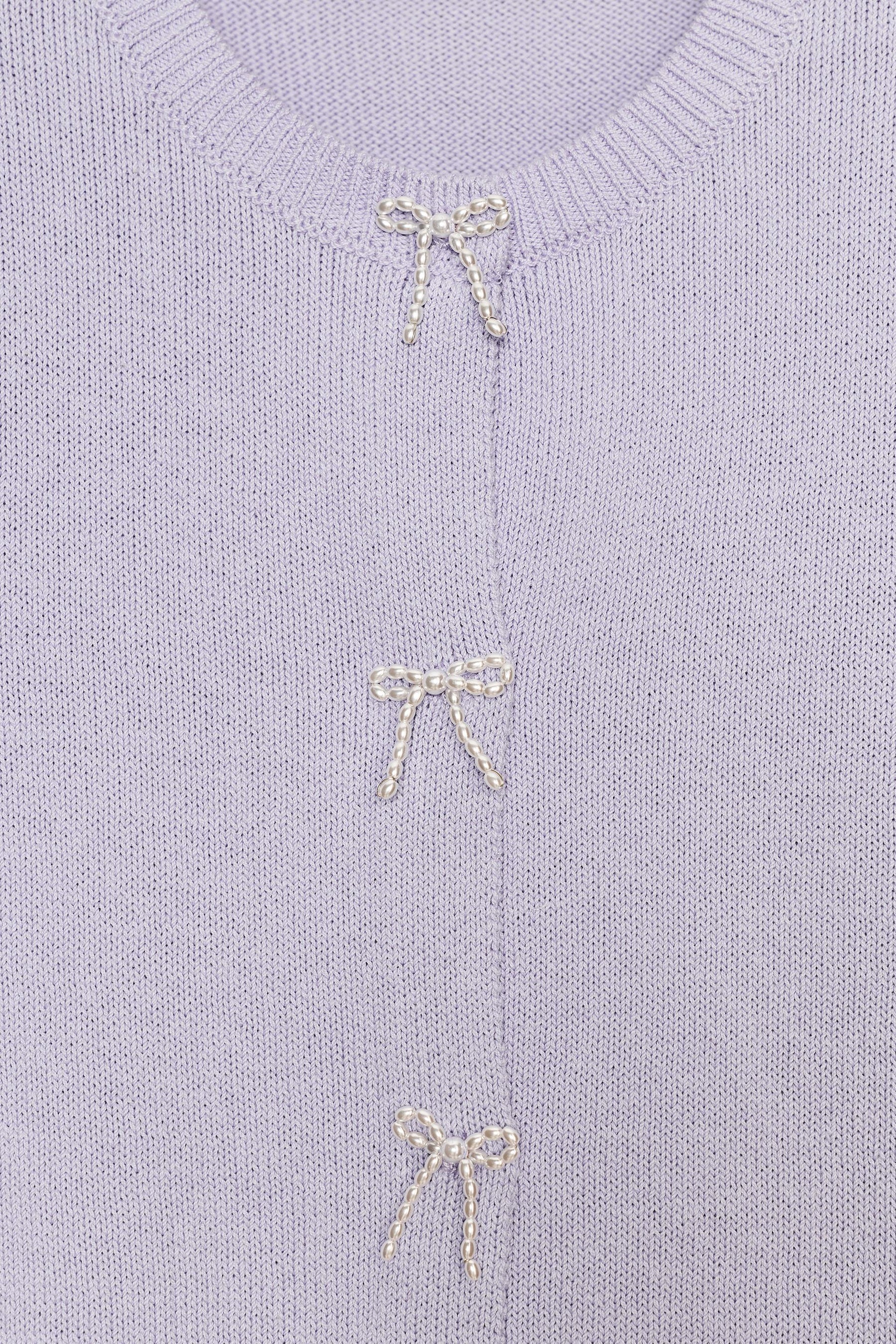 CARDIGAN WITH FAUX PEARL TIES - Image 7