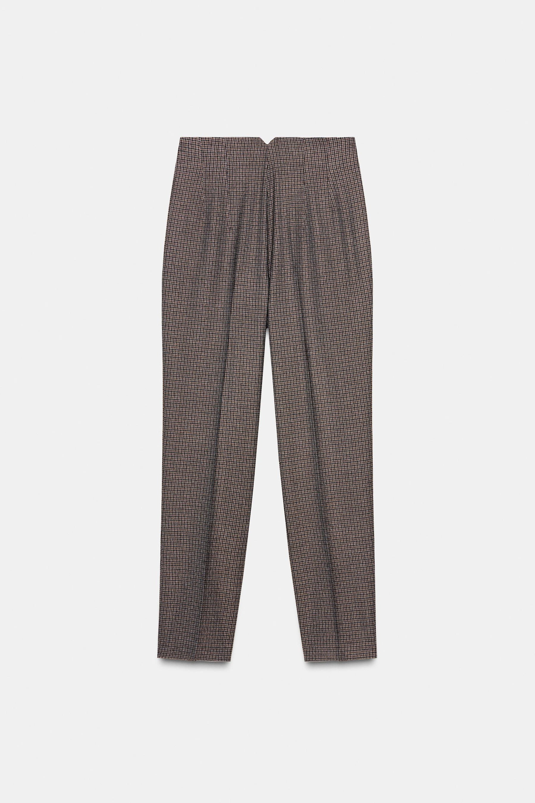 Checked high-waist trousers