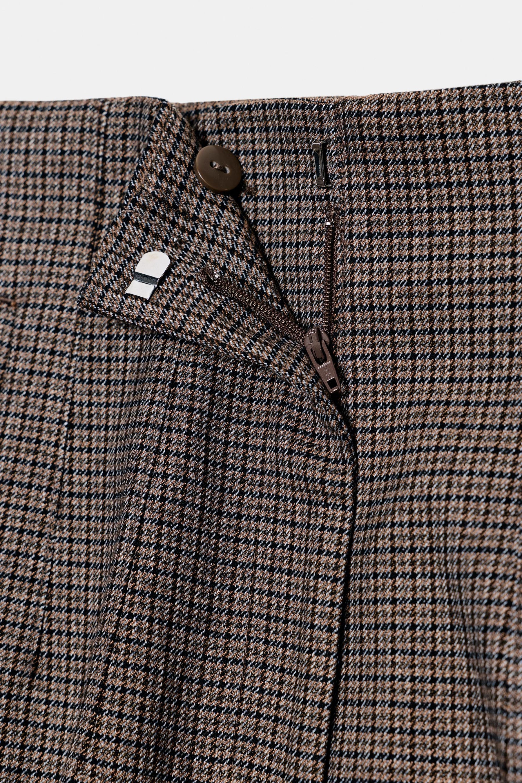 Checked high-waist trousers