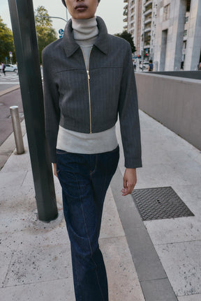 HERRINGBONE CROPPED BLAZER - Image 3