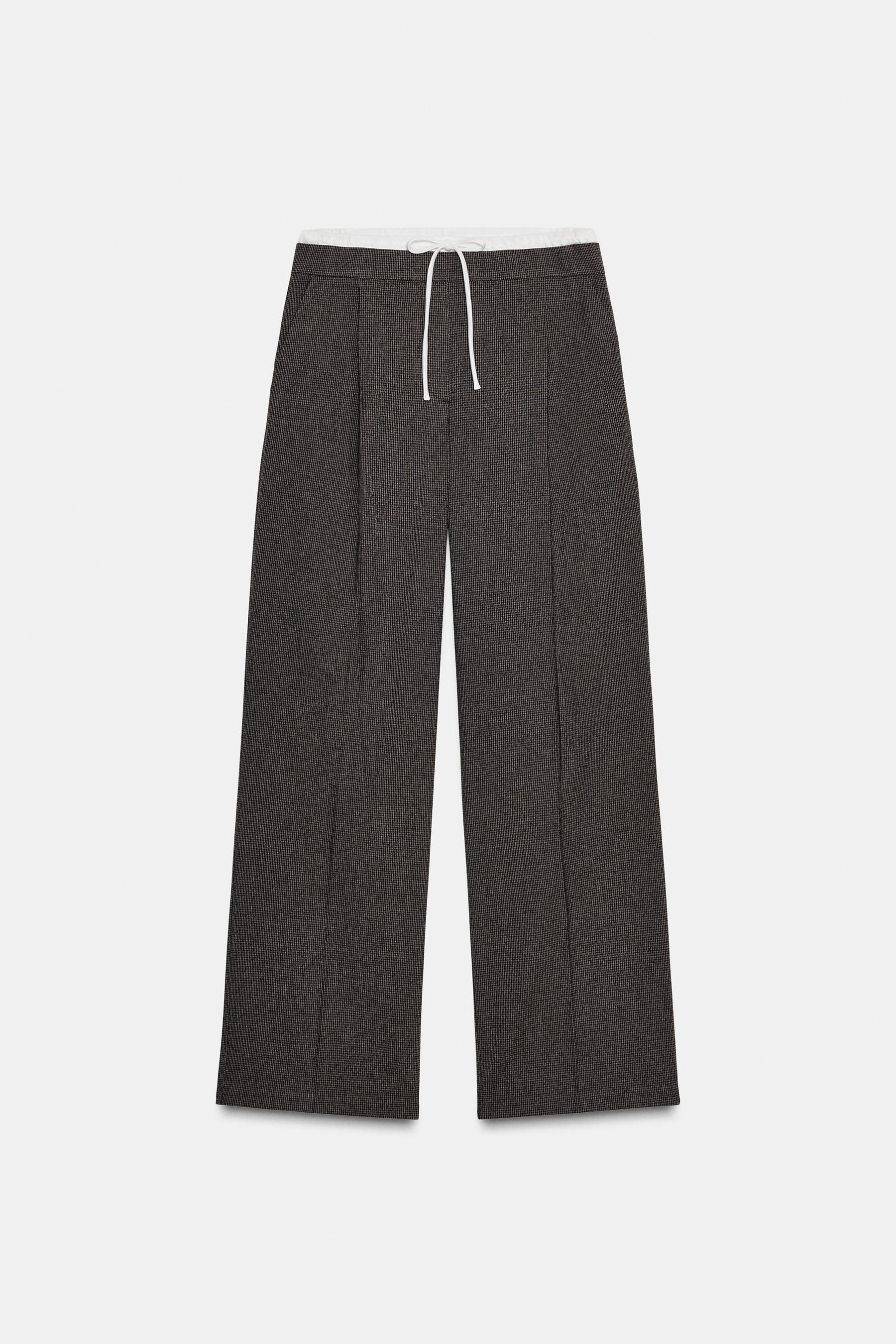 Wide-Leg Houndstooth Trousers