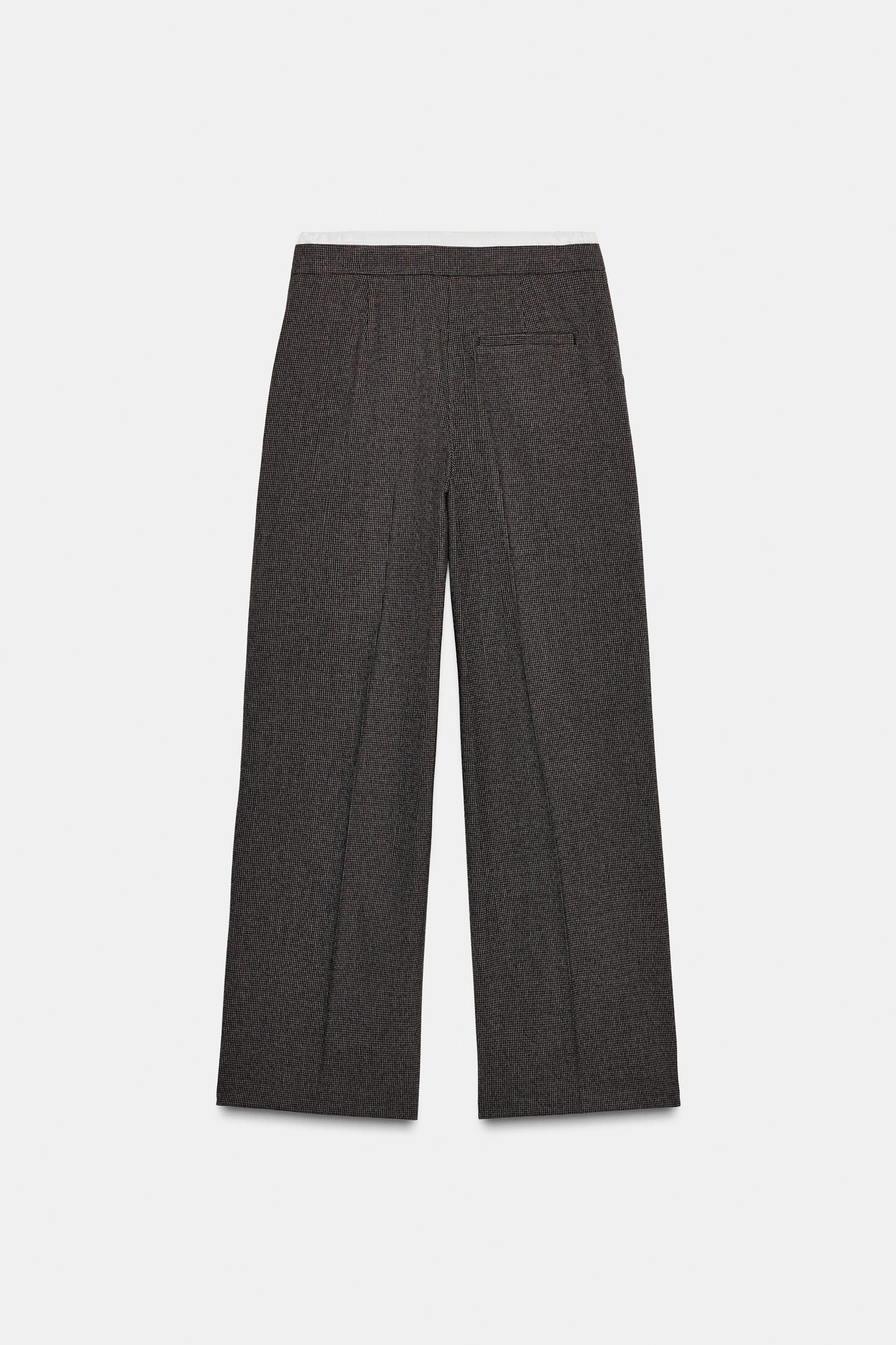 Wide-Leg Houndstooth Trousers